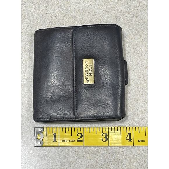 Vintage Stone Mountain Small Brown Leather Tri-fold Wallet Cardholder - Picture 9 of 10